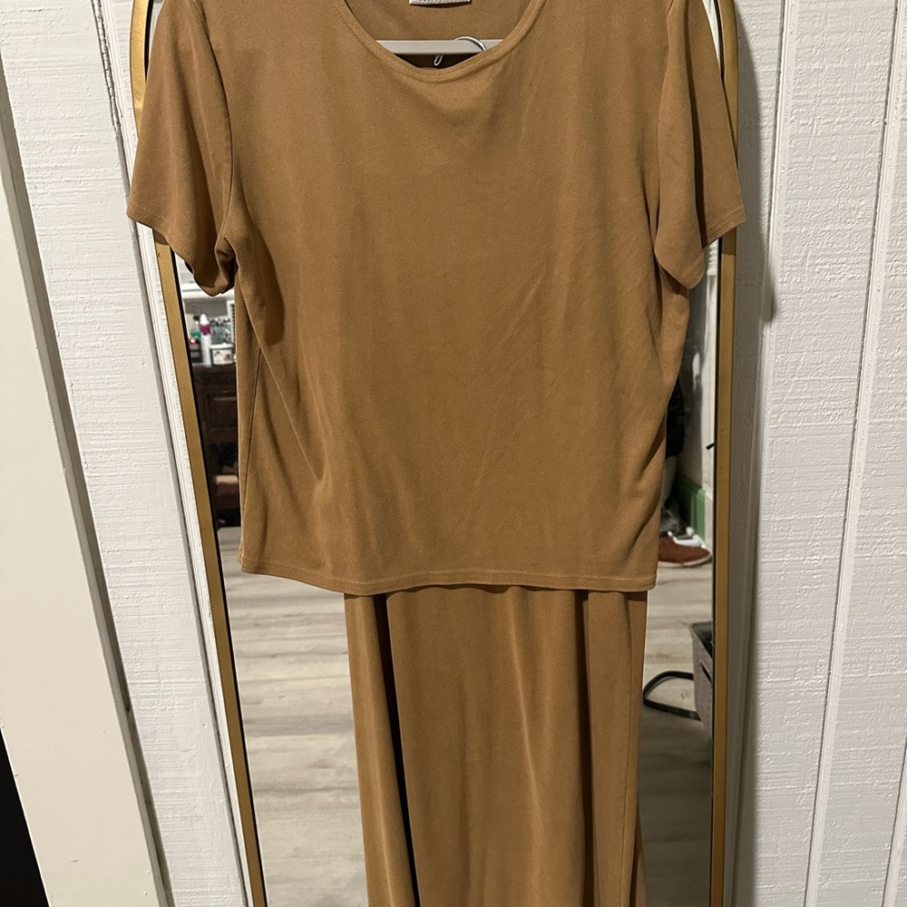 Kathie Lee Collection Tan Midi Skirt Set